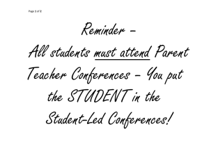 Parent Teacher Conference Information Reminder