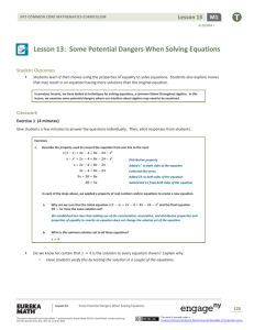 Lesson 13: Some Potential Dangers When Solving Equations