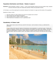 Population Distribution and Climate Module 3 Lesson 3