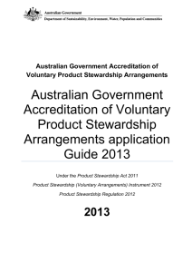 Australian Government Accreditation of Voluntary Product