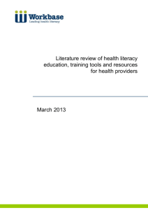 Literature review of health literacy education, training tools and