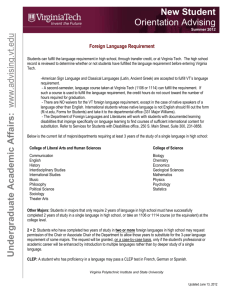 Virginia Tech Letterhead - Foreign Languages and Literatures