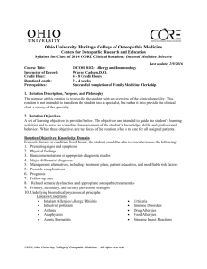 Allergy/Immunology - Ohio University College of Osteopathic Medicine