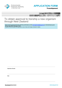 Transhipment New Organism application form