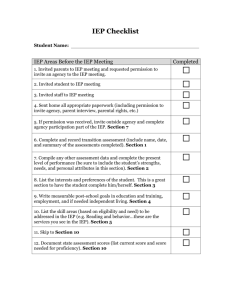 IEP Checklist - Idaho Training Clearinghouse