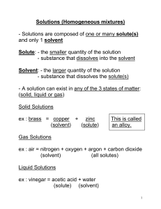 Solutions (Homogeneous mixtures)