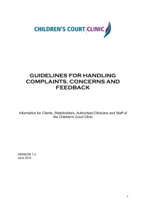 Complaint Management - The Sydney Children`s Hospitals Network