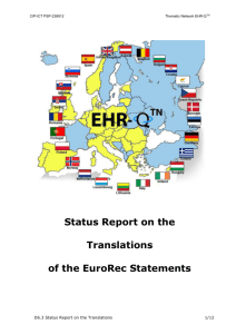 EHR-Q-TN-Deliverable D6.3 Status Report on the Translations