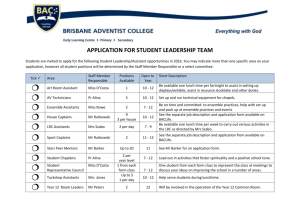APPLICATION FOR AREA SPECIFIC STUDENT LEADERS(1)