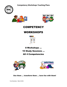 Competency Workshops Teaching Plans COMPETENCY