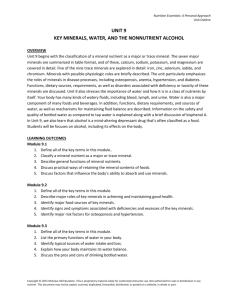 unit 9 key minerals, water, and the nonnutrient alcohol - McGraw