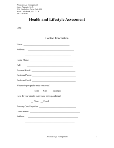 Health and lifestyle Assessment