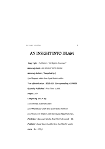 an insight into islam