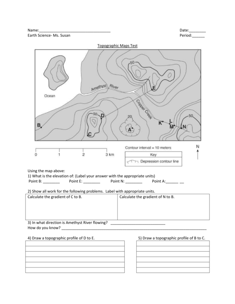 Topographic Maps Test Earth Science