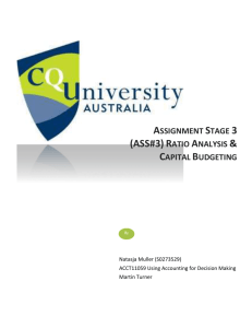 Assignment Stage 3 (ASS#3) Ratio Analysis