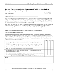 F.2. Rating Form for Off-Site Vocational Subject Specialists