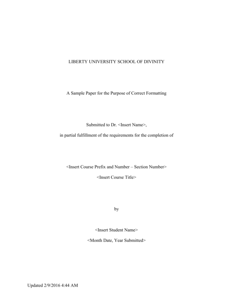 Turabian Format Title Page Turabian Style Basics Cover Page For A 