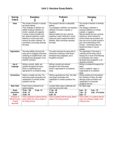 Unit 1: Heroism Essay Rubric