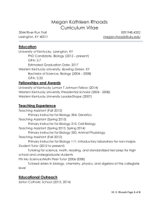 Curriculum Vitae for Megan Kathleen Rhoads