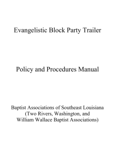 Block Party Trailer Manual - Baptist Associations of Southeast