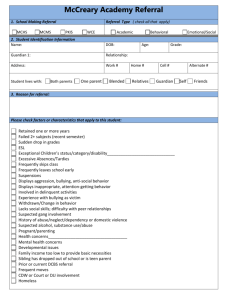 Hancock County SIS/RTI Referral and Summary Report Form