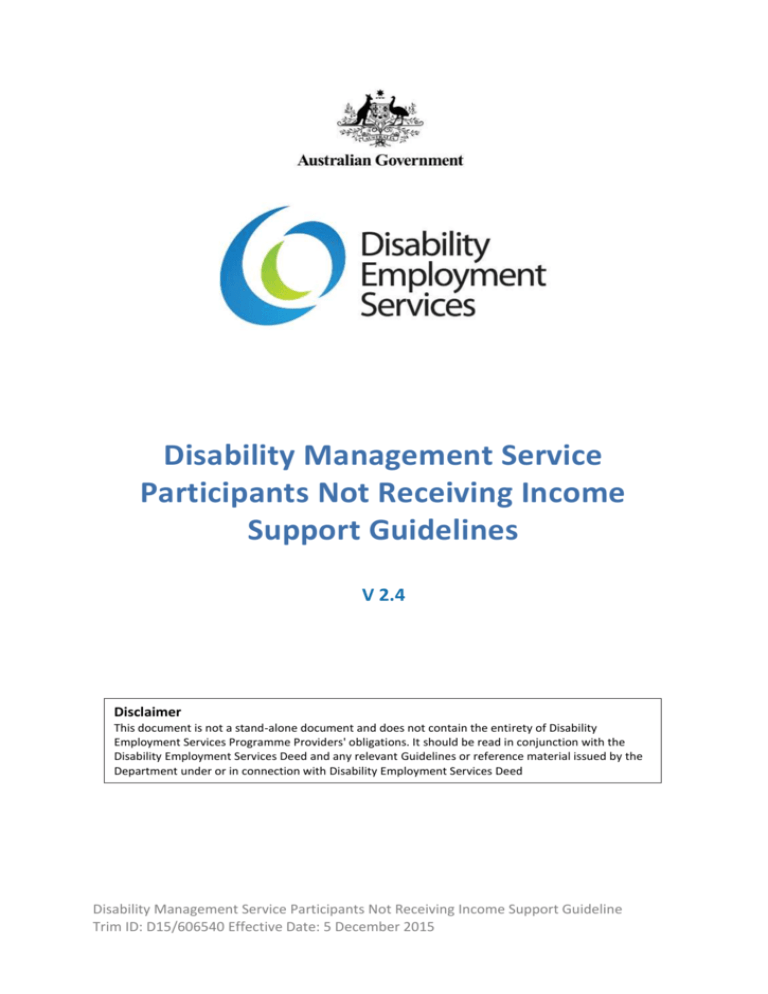 Disability Management Service Participants Not Receiving