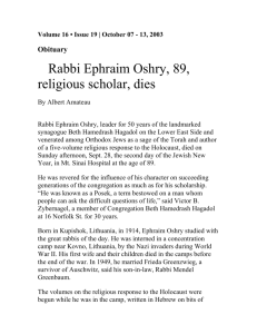 Rav Ephraim Oshry obit
