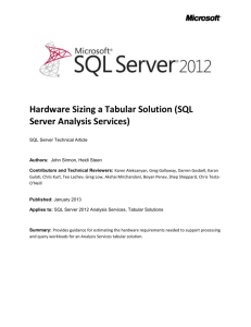 Hardware Sizing a Tabular Solution