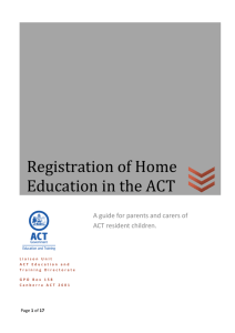 Registration of Home Education in the ACT