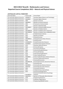 Reported Course Completions 2012 – Natural and Physical Science