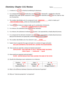 Chemistry: Chapter 1 & 2 Review