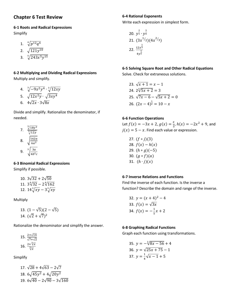 Chapter 6 Test Review