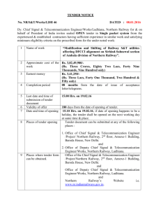 TENDER NOTICE No. NR/S&T/Works/LDH 46 DATED : 08.01.2016
