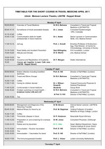 timetable for the short course in travel medicine april 2011