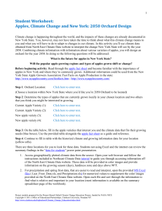 Student Worksheet: Apples, Climate Change and New York: 2050