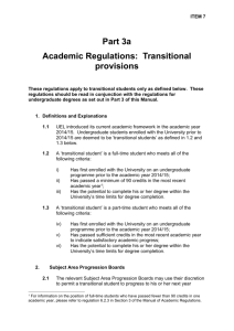 Academic Regulations: Transitional provisions