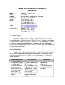 MHSA 7400 Health Politics and Policy