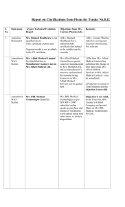 Report on Clarifications from Firms for Tender No.8.12