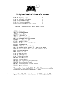 Religious studies - Morehead State University