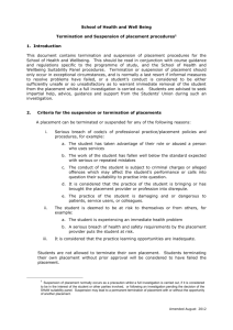 Termination and Suspension of placement