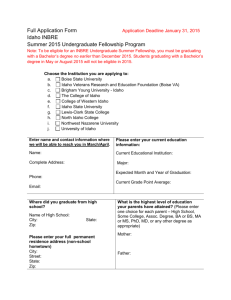 Full Application Form Application Deadline January 31, 2015 Idaho