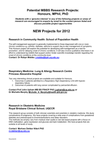 Potential MBBS Research Projects: Honours