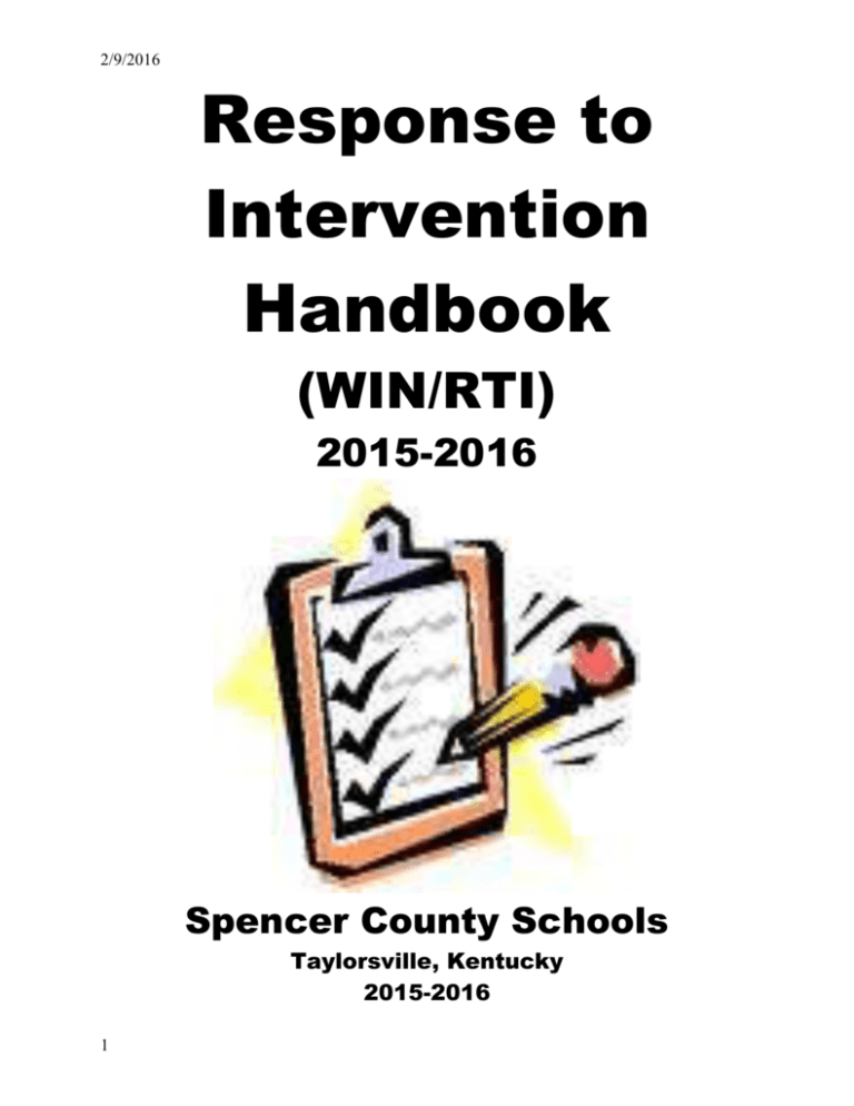 RTI Handbook Spencer County Schools