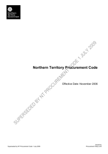 The Northern Territory Procurement Code