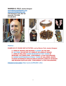 EXAMPLES OF CRUISE SHIP ACTIVITIES Warren Feld, Jewelry