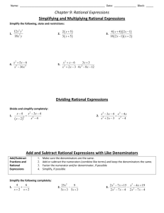 Simplifying and Multiplying Rational Expressions
