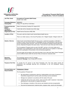 Occupational Therapist (Staff Grade) Job Specification, Terms