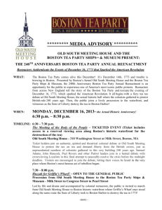 MEDIA ADVISORY ********** Old south meeting house AND The