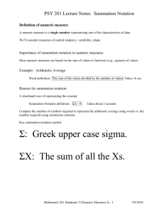 Psychology 2010 Lecture 3 Notes: Summation Notation