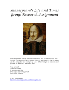 Group Three – Shakespeare`s Life